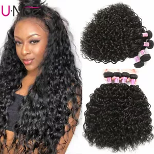 UNice Indian Water Wave Wavy Human Hair Extensions 4 Bundles Curly Weave Weft US - Picture 1 of 12