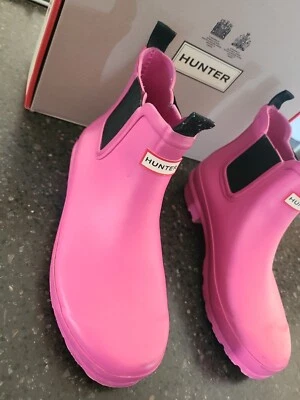 Botas de borracha rosa batom Hunter Chelsea JFS6000RMA Wellingtons tamanho 4B/5G - Imagem 1 de 4