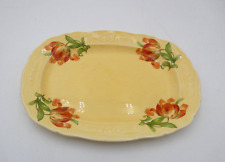 Vintage Roma Oval Yellow Red Floral Ceramic Serving Platter Italy