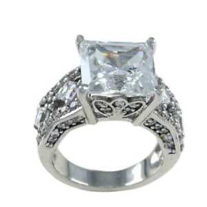HSN Victoria Wieck Princess Cut Absolute Sterling Silver Solitaire Ring 5 $298