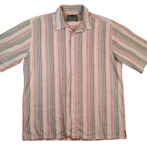 Bruno New York Hemd Herren 2XLT Rosa Grau Gestreift Leinen Baumwolle Kurzarm - Bild 1 von 11