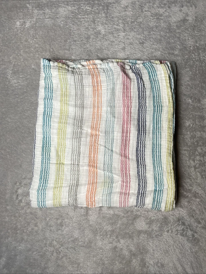 Nordstrom Petite Pehr Manta Bebé Rayas Arco Iris Muselina Envoltura Seguridad Lovey Foto 1 de 4