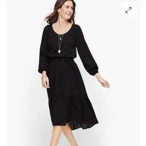 Talbots Gauze Flounce Hem Midi Dress Black Plus Size 1X Cotton L2 - Picture 1 of 10