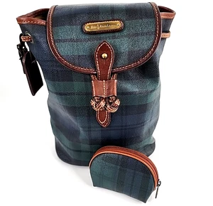 Mochila Polo Ralph Lauren Reloj Negro Cuadros Azul Verde Tartán Cuero con Cartera - Imagen 1 de 18