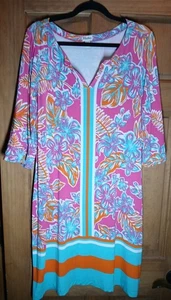 Hatley Women's Floral Dress Size XL, Turquoise Pink Orange Vintage Vibe - Picture 1 of 11