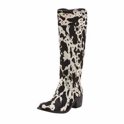 Botas de pantorrilla Donald Pliner para mujer con estampado de vaca marina hueso/negro Foto 1 de 4