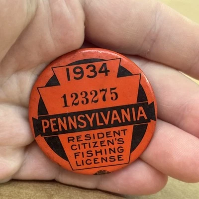 Pin de licencia de pesca Pennsylvania 1934 Foto 1 de 4