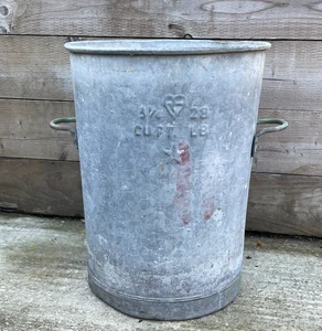 Vintage Large Galvanized Dustbin Ash Bin Rubbish Bin Fire Garden Plant Pot - Picture 1 of 9