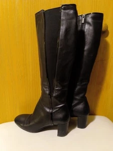 Botas de montar Donald Pliner Camille para mujer de cuero negro altas hasta la rodilla talla 7,5 - Imagen 1 de 15