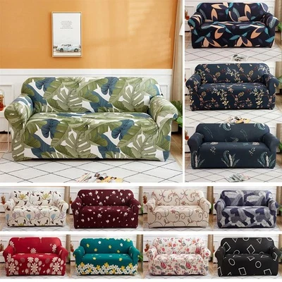 Floral Leaves Printed Soft Sofa Cover For 1/2/3/4 Seater Couches Excellent Fit - Image 1 of 4
