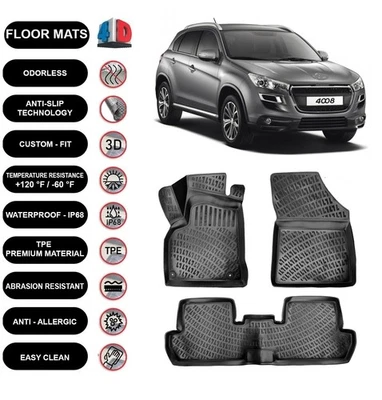 Alfombrillas forro para Peugeot 4008 (2012-2016) impermeables moldeadas en 3D 4 piezas Foto 1 de 4