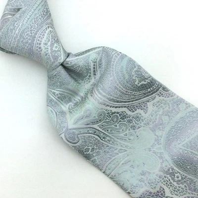 Corbata Sean John Art Nouveau Spa-Verde Blanco Seda Jacquard Paisley #I22 Foto 1 de 4