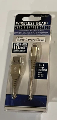 10 ft Apple iPhone Sync & Charge Cord Cable Lightnin to USB Cable Wireless Gear - Image 1 of 4