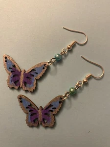 Blau und Silber Blatt Ohrhänger - Bild 1 von 2