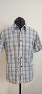 Nudie Mens Casual Short Sleeve Cotton Shirt Pearl Snap Check Plaid Blue Size L - Bild 1 von 5