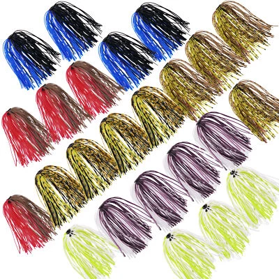 24 Bundles Silicone Jig Skirts 50 Strands Bass Fishing Jigs Skirts Tackle Craft - Image 1 of 4