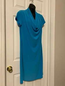 Vestido New Directions Azul Elastizado Manga Corta Cuello Cortado Hasta la Rodilla Talla M Nuevo sin Etiquetas - Imagen 1 de 10