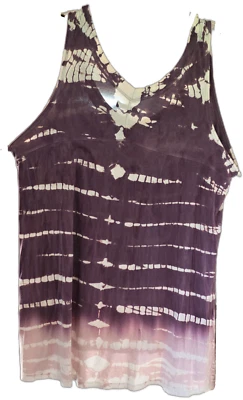 Camiseta sin mangas Max Jeans para mujer púrpura y crema tie-dye (M) Foto 1 de 4