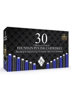 Wordsworth And Black  Fountain Pen Ink Refills, Black & Blue Ink, Pack of 30 - Picture 1 of 7