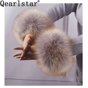 Braccialetto Scaldabraccio Inverno - 2 Pz Polsini in Pelliccia Finta Volpe Donna Elastico Sopra le Maniche - Foto 1 di 62