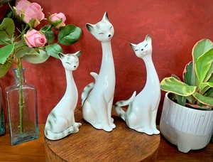 Three Vintage Mid-Century Modern decorative ceramic cats by Grafenthal, Germany - Picture 1 of 7