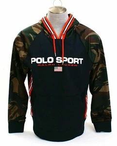 NWT Polo Sport Ralph Lauren Black & Camo ThermoVent USA Hoodie Men's SMALL - Picture 1 of 5