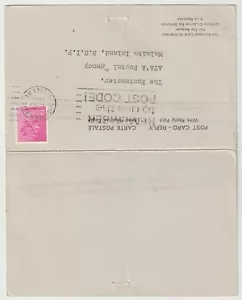 Tarjeta de respuesta Brighton Sussex 1971 devuelta Islas Salomón británicas - Auki - ATAA - Imagen 1 de 2