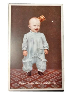 c. 1909 Antique Hand Colored Postcard Infant With Hat Posted Simplicity Co. - Picture 1 of 3