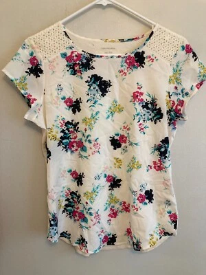 Blusa Van Heusen Feminina Floral Branca Manga Curta Ombro Ilhós Acabamento Tamanho XS - Imagem 1 de 4
