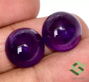 Zertifizierter natürlicher Amethyst runder Cabochon Paar 14 mm 20,91 cts lose Edelsteine - Bild 1 von 4