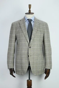 CANTARELLI Brown Check COTTON WOOL CASHMERE Sport Coat Blazer Jacket 52IT 42US - Picture 1 of 16