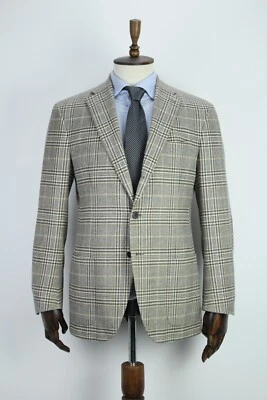 CANTARELLI Brown Check COTTON WOOL CASHMERE Sport Coat Blazer Jacket 52IT 42US - Image 1 of 4