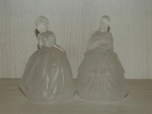 Art Deco, par de esculturas italianas de vidrio, figuras de mujer - Imagen 1 de 24