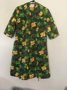 Abbigliamento vintage anni 50 sartoriale donna 5th Avenue floreale trapuntato accappatoio casa cappotto RARO - Foto 1 di 5
