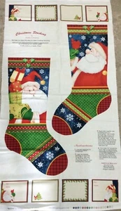 HENRY GLASS- BELIEVE STOCKING PANEL WITH LABELS BY SHELLY COMISKEY - Picture 1 of 1