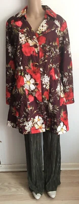 Damas Dennis bajo estampado floral abrigo ligero talla 1X Foto 1 de 4