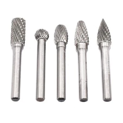 1/4'' Double Cut Tungsten Steel Carbide Rotary Burr Die Grinder Shank Bit Kits - Image 1 of 4