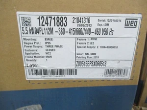 WEG Motors Model Z00515EP3X060513 Motor 7.5 HP 1750 RPM 3PH 460 Volt -NEW-B - Picture 1 of 5