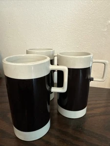 Vtg Braniff International Airlines Expresso 4 Oz Cup Mug Black White Lot Of 3 - Picture 1 of 10