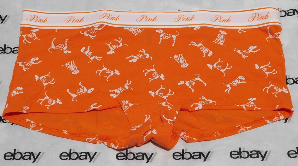 NUEVO Victoria's Secret Rosa Logo Boyshort Panty Estampado Halloween Grande VS Foto 1 de 1