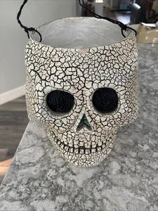 2005 Totenkopf Jack O'Lantern Crackle Glitzer schwere Pappmaché Halloween - Bild 1 von 7