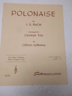 J S Bach Polonaise Arranged for Clarinet Trio by Clifton Williams Sheet Music - Image 1 of 4