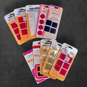 Vintage Velcro Brand 10 Packs Hook & Loop Squares Circles 1978 Red White Blue  - Picture 1 of 6