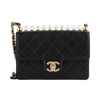 CHANEL Acrylic Beads Flap Crossbody Bag Medium Black 33323 105624309 - Image 1 of 4