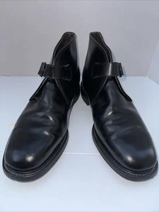 Mens Vintage Hanover Black Monk Strap Leather Ankle Boots 11.5 Hypalon Sole - Picture 1 of 10