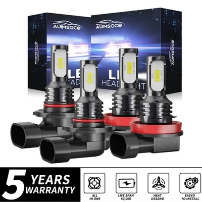 For Kenworth T370 T680 T880 Truck 2013-2022 10000K LED Headlights Bulbs High Low - Image 1 of 4