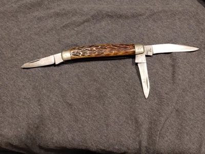 Navaja de bolsillo vintage de 3 hojas (Romo J-221) hecha en Japón hoja de acero inoxidable Foto 1 de 4