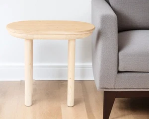 22" Natur Massivholz Oval Schlitten Beistelltisch - Bild 1 von 13