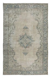 6.4x10 Ft One of a Kind Anatolian Oushak Rug, Vintage Handmade Sun Faded Carpet - Picture 1 of 5