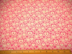 Valentines Day Fabric 1 7/8 Yard SALE Pink & White Hearts Lt Pink Cotton Vtg #C - Picture 1 of 2